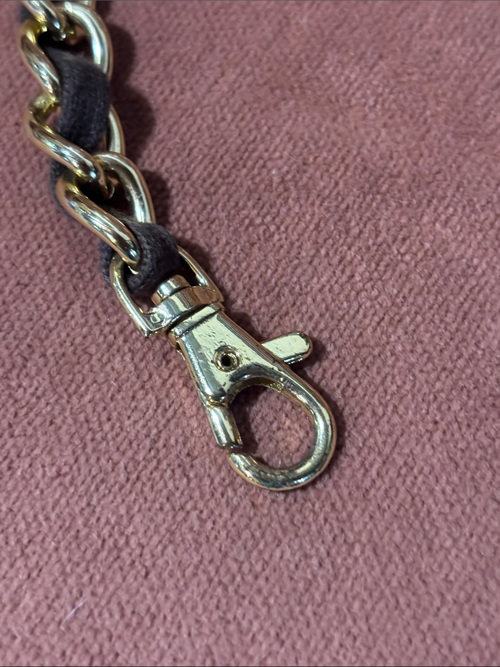Michael Kors belt designer chocolate brown and gold Chain belt simple adjustable - Picture 5 of 8